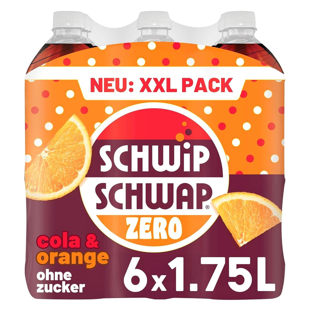 SCHWIPSCHWAP ZERO - XXL PACK - Boisson gazeuse caféinée au cola et aux oranges, set 6 x 1,75 litres Naty Shop