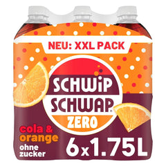 SCHWIPSCHWAP ZERO - XXL PACK - Boisson gazeuse caféinée au cola et aux oranges, set 6 x 1,75 litres Naty Shop