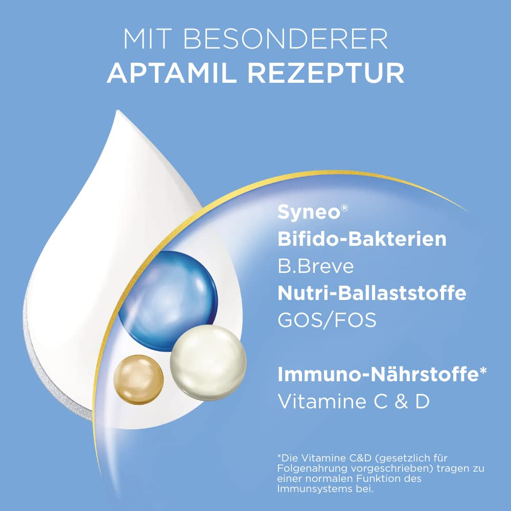 Aptamil Care 2 - Lait de suite après 6 mois, avec Oméga 3 et 6, DHA et ARA, sans huile de palme, nourriture pour bébé, lait en poudre, 1 x 800 g (paquet de 6)