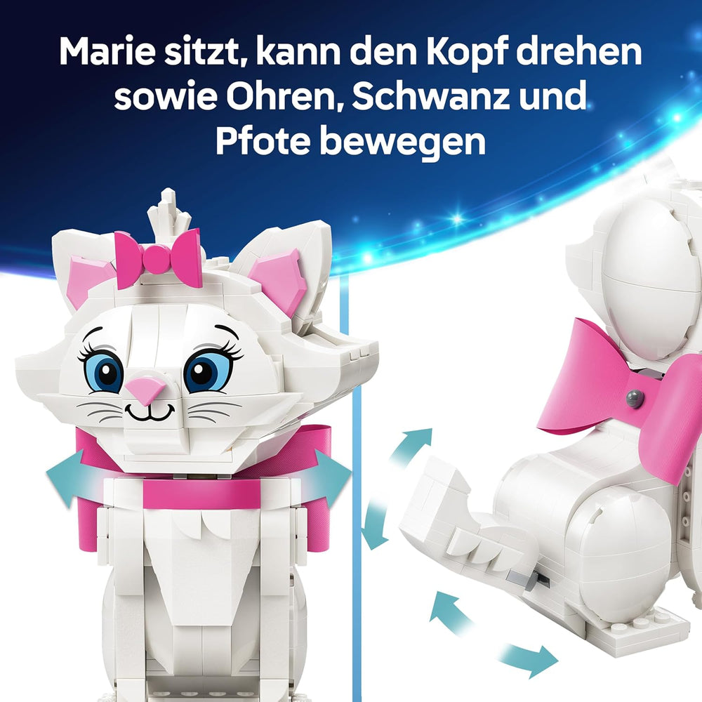 LEGO ǀ Disney Aristochats : Bezaubernde Marie - Spielzeug Katzenfigur mit Zubehör - inkl. Boucle textile - Décoration DIY pour enfants - Passe pour les filles à partir de 7 ans et leurs fans - 43286
