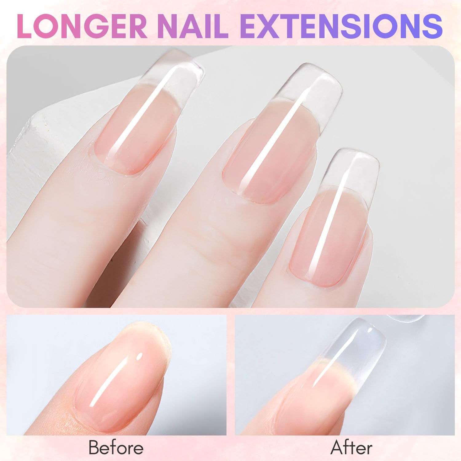 Makartt Poly Nail Extension Gel - 50 ML Extension Builder Acrylic Poly Nägel Aufbaugel Extender Gel Für Gelnägel Für Nagelverlängerung, Nagelstärkung, Nail Art Dekoration(Transparent)