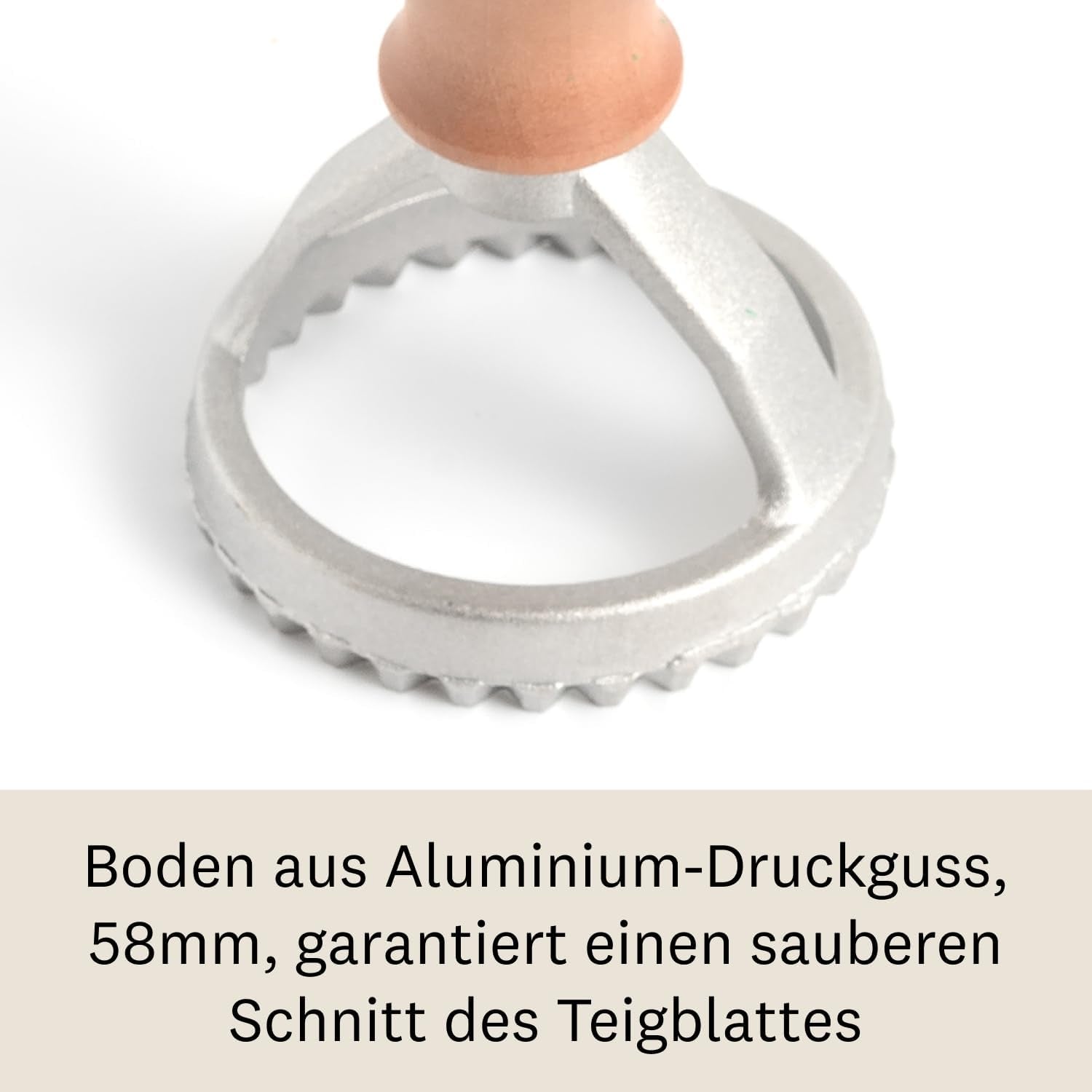 MARCATO Moule à raviolis et biscuits, machine à raviolis, moules à biscuits, bois massif et fonte d'aluminium, fabriqué en Italie, tampon rond de 58 mm