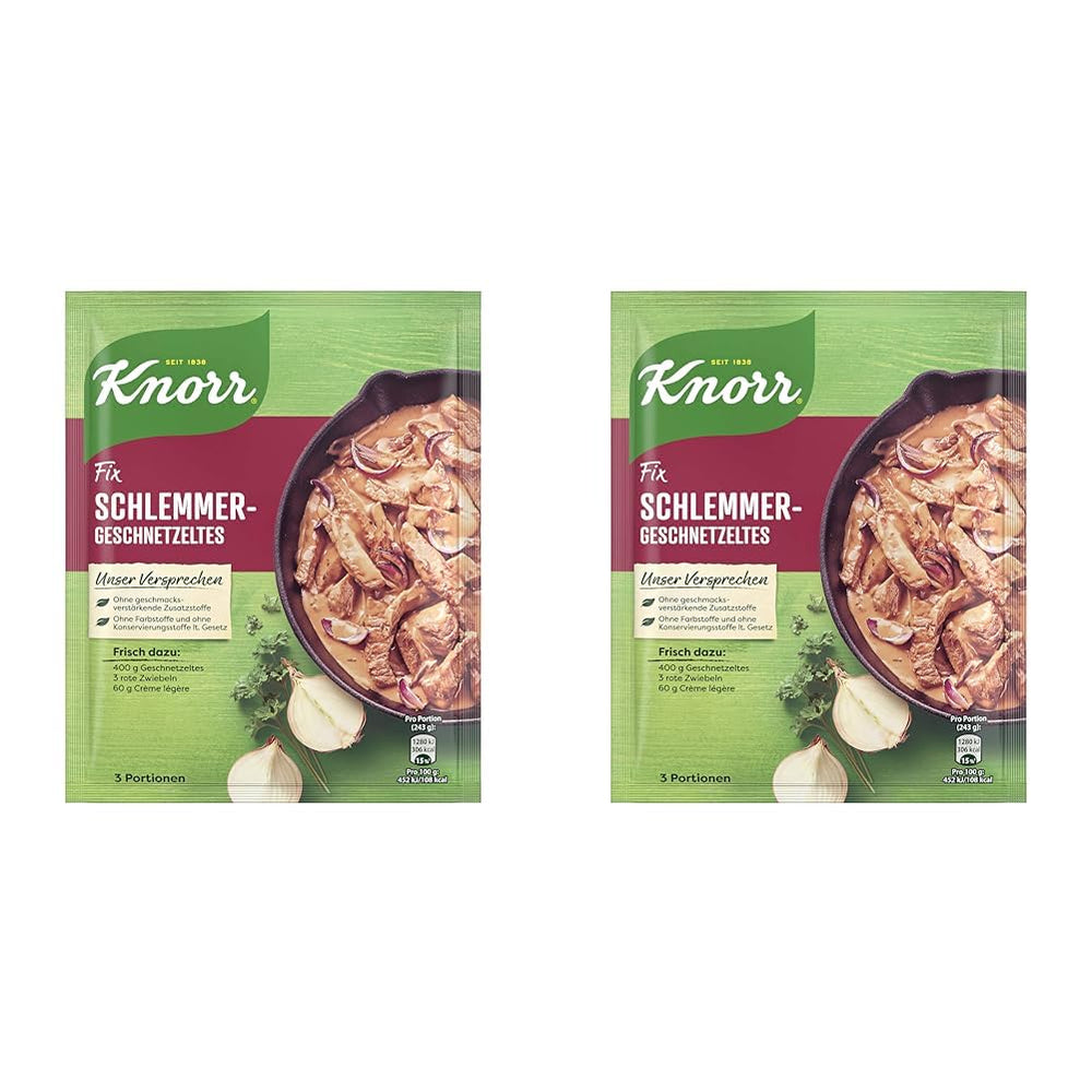 Knorr Fix Würzmischung Schlemmer-Geschnetzeltes für ein leckeres Fleischgericht sans geschmacksverstärkende Zusatzstoffe 43 g 1 pièce
