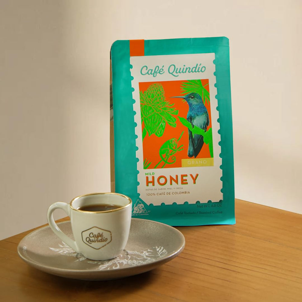 Café de spécialité Café Quindio - Grains de café 100% Arabica, Colombie - aux notes naturelles de miel léger (250g) - idéal pour les machines à café filtre ou porte-filtre