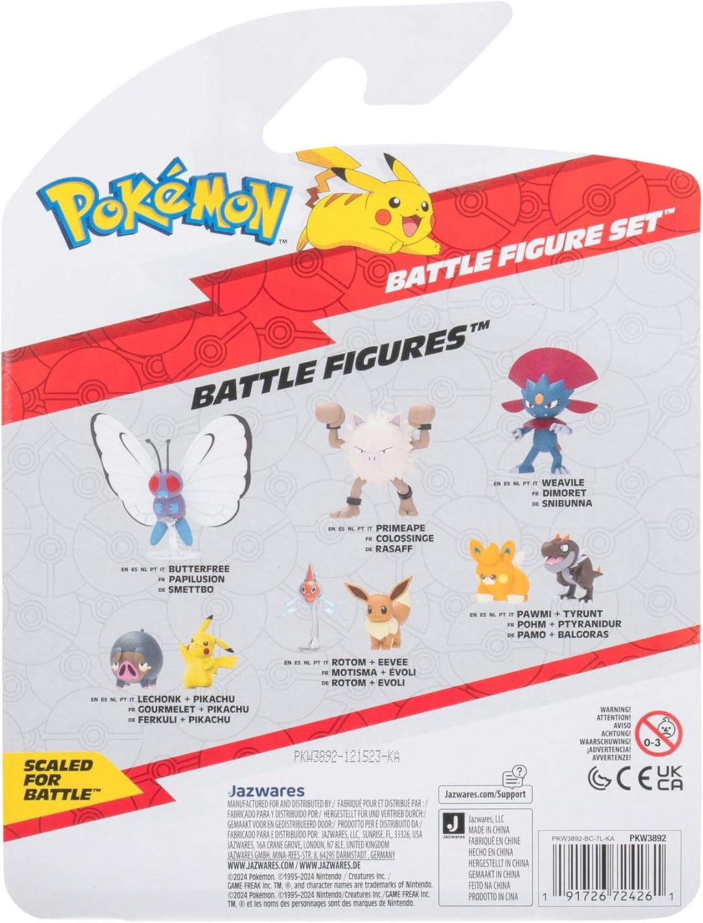 Pokémon PKW3892 - Set de figuri de luptă - Raupy, Wuffels, Elektek, Set oficial de figuri Action figures Naty Shop