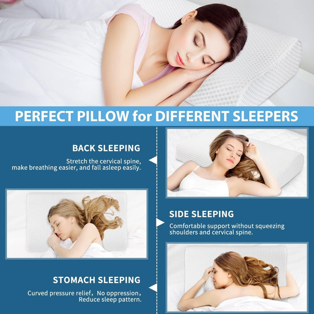 Findigit Health Pillow, Oreiller en mousse à mémoire de forme, Oreiller orthopédique de soutien du cou pour dormeurs sur le côté et sur le dos, Oreiller ergonomique pour la colonne cervicale (60 X 35 X 11/9 cm) Oreillers orthopédiques cervicaux Naty Shop