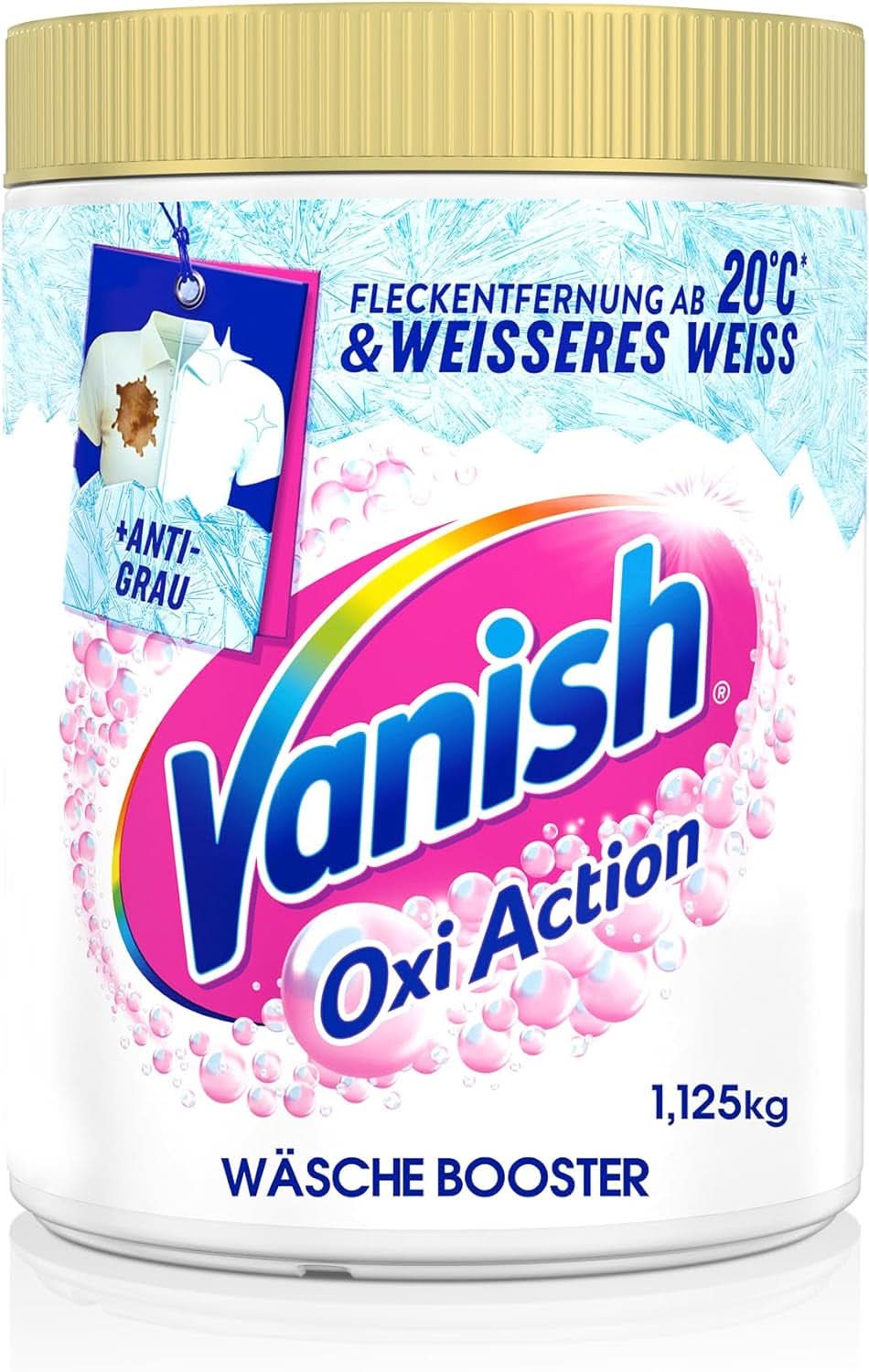Vanish Oxi Action Powerwhite Poudre - 1 X 1,125 Kg - poudre détachante et améliorant le linge sans chlore - pour linge blanc Détergents à Lessive Naty Shop