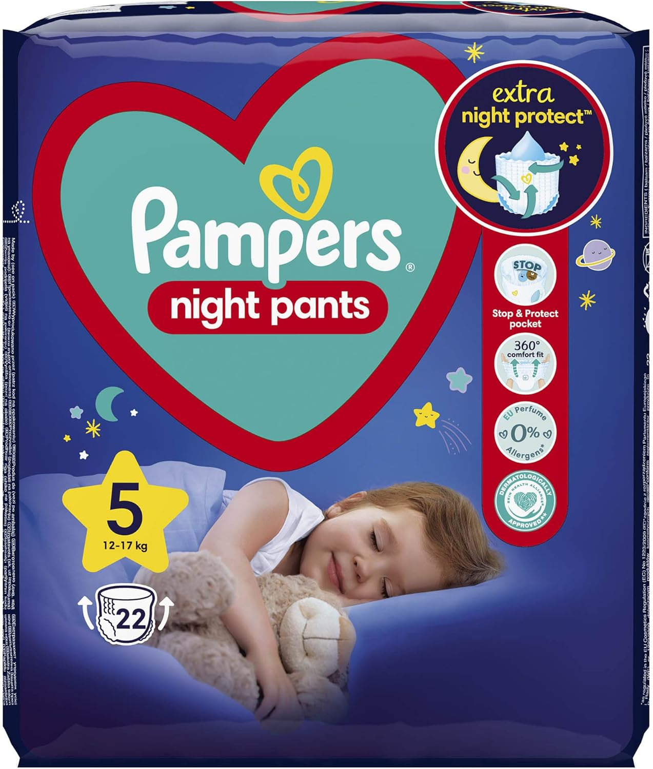 Couches Pampers (ancienne version), pantalons de nuit, taille 5, 22 pièces, 12 kg-17 kg