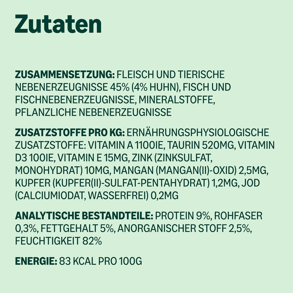 Hrană umedă pentru pisici fără cereale de la Amazon, la conservă, bucăți de pui în jeleu, 12 x 405 g