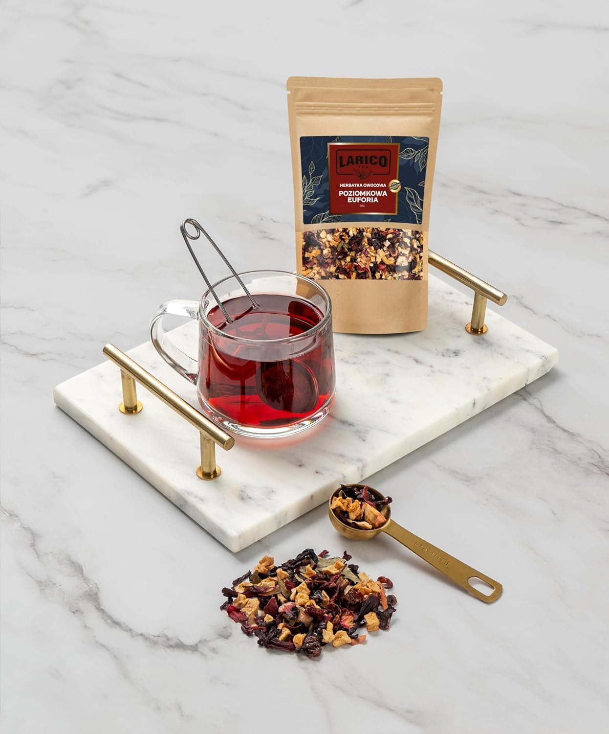 Larico Tea Thé aux fruits naturels Früchtchen Mix Fraises des bois Euphorie 50 g/Thé en vrac de qualité supérieure/Thé en vrac naturel