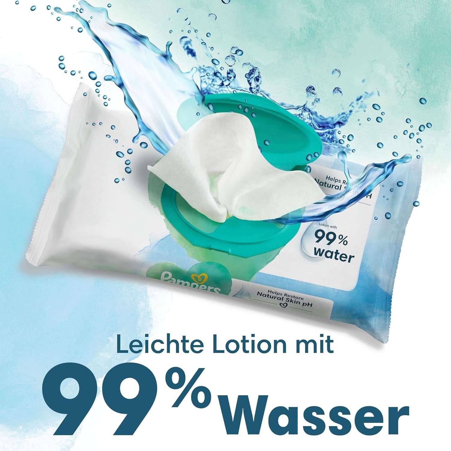 Pampers Harmonie Aqua Feuchttücher 6 Packungen Mit Jeweils 48 Feuchttüchern - 288 Feuchttücher, Die Helfen, Den Natürlichen Ph-Wert Der Haut Wiederherzustellen, Leichte Lotion Mit 99% Wasser Naty Shop
