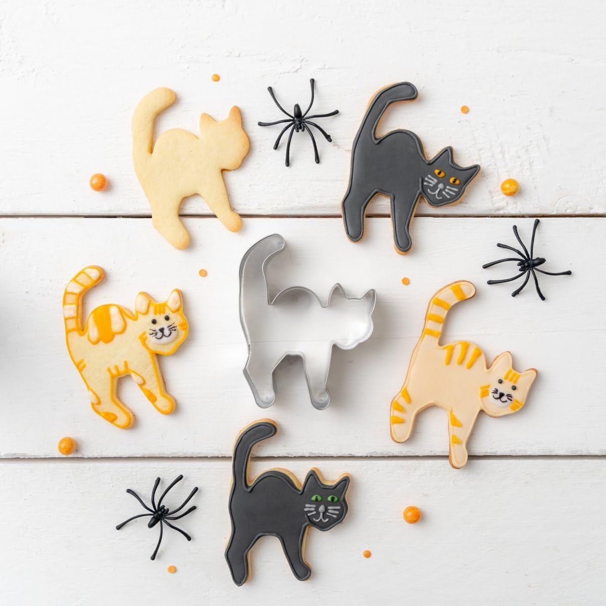 Zenker Emporte-pièce en forme de chat et de bosse – Parfait en acier inoxydable pour Halloween – Passe au lave-vaisselle – Idéal pour la pâtisserie d'Halloween, Argent