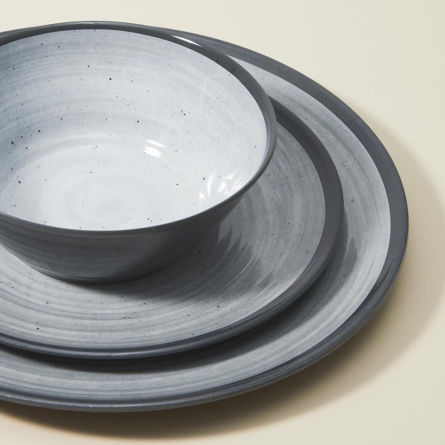 Ensemble de couverts en mélamine, 24 pièces, assiettes de camping pour 4 personnes, couverts d'extérieur et d'intérieur