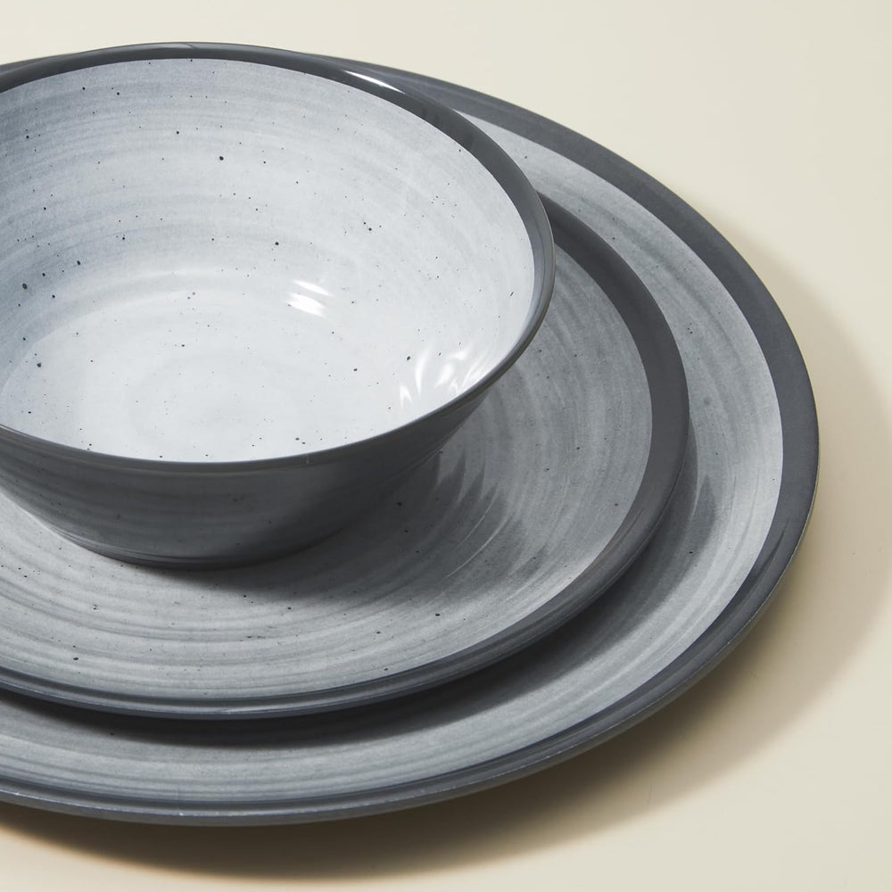 Ensemble de couverts en mélamine, 24 pièces, assiettes de camping pour 4 personnes, couverts d'extérieur et d'intérieur