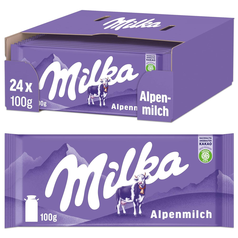 Milka Cow Spots – Chocolat au lait alpin avec chocolat blanc au design Cow Spot – 24 x 90 g