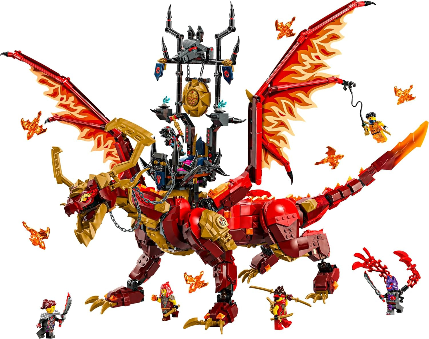 LEGO NINJAGO Dragonul de primăvară al mișcării, jucărie de aventură pentru copii, set de joacă Ninja cu 6 minifigurine, cadou de ziua de naștere pentru băieți și fete începând cu vârsta de 12 ani, set de joacă Fantasy 71822 Seturi de constructie Besuche den LEGO-Store