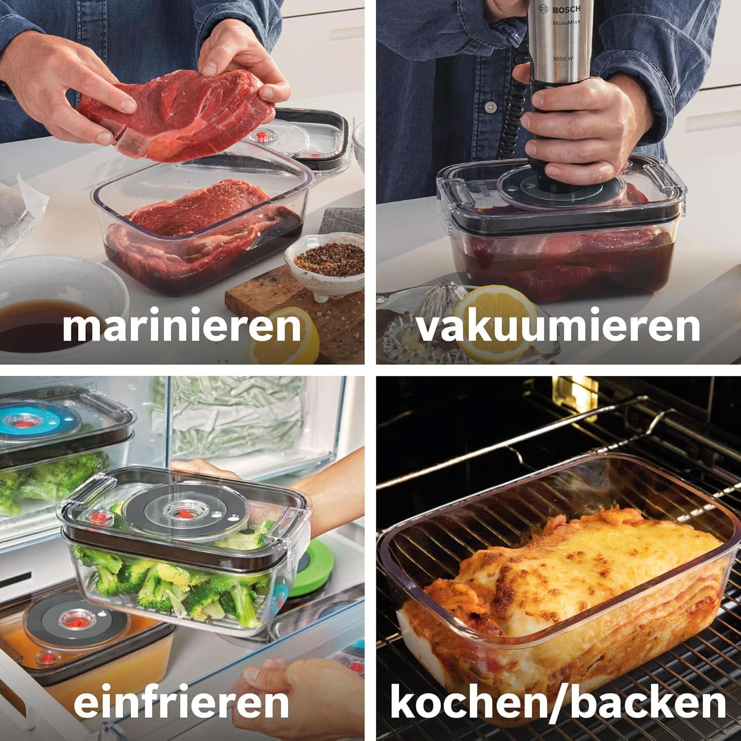 Bosch Ergomixx Style Stabmixer MS6CM61V2, Fonction Vakuum, Pompe à vide, Machine à vide, 4-Klingen-Messer, 12 Stufen, Turbo-Funktion, 1000 W, Schwarz/Anthrazit Mother and Child Naty Shop