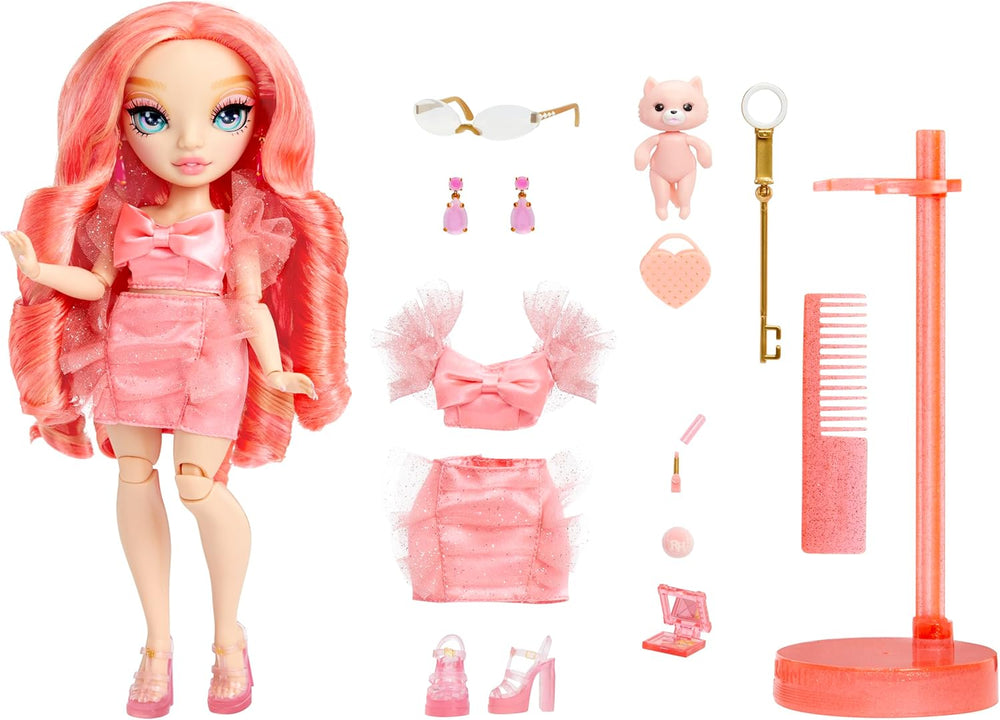 Rainbow High Fashion Doll - Pinkly Paige - Poupée mannequin rose dans une tenue tendance - avec des lunettes et plus de 10 accessoires de jeu colorés - Idéale pour les 4-12 ans et les collectionneurs