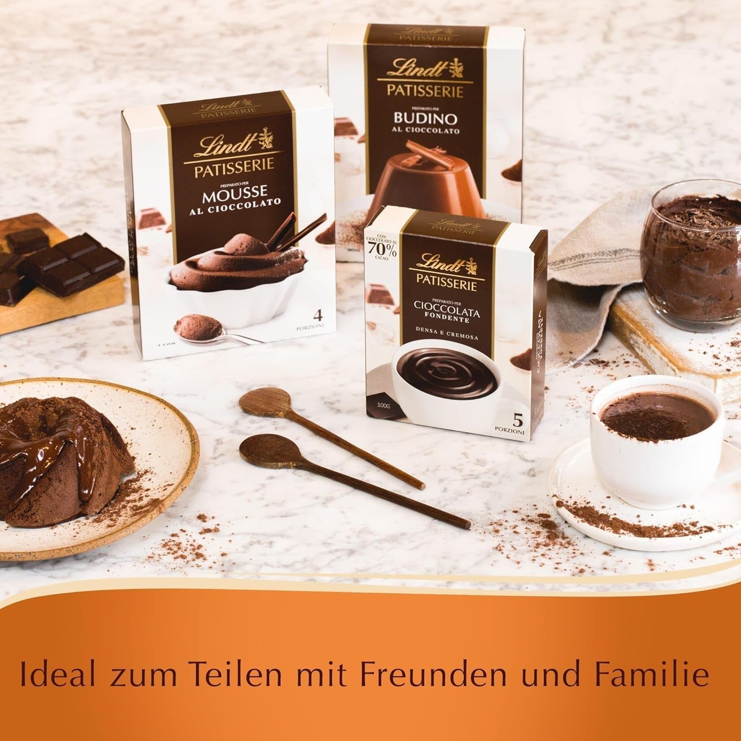 Lindt Schokolade - PATISSERIE Mousse Au Chocolat | 6 X 110 G | Backmischung Für 4 Portionen Fluffige Mousse Al Cioccolato Aus Feinster Schokolade | Patisserie | Backmischung | Schokoladengeschenk Amestec pentru copt si gatit Naty Shop