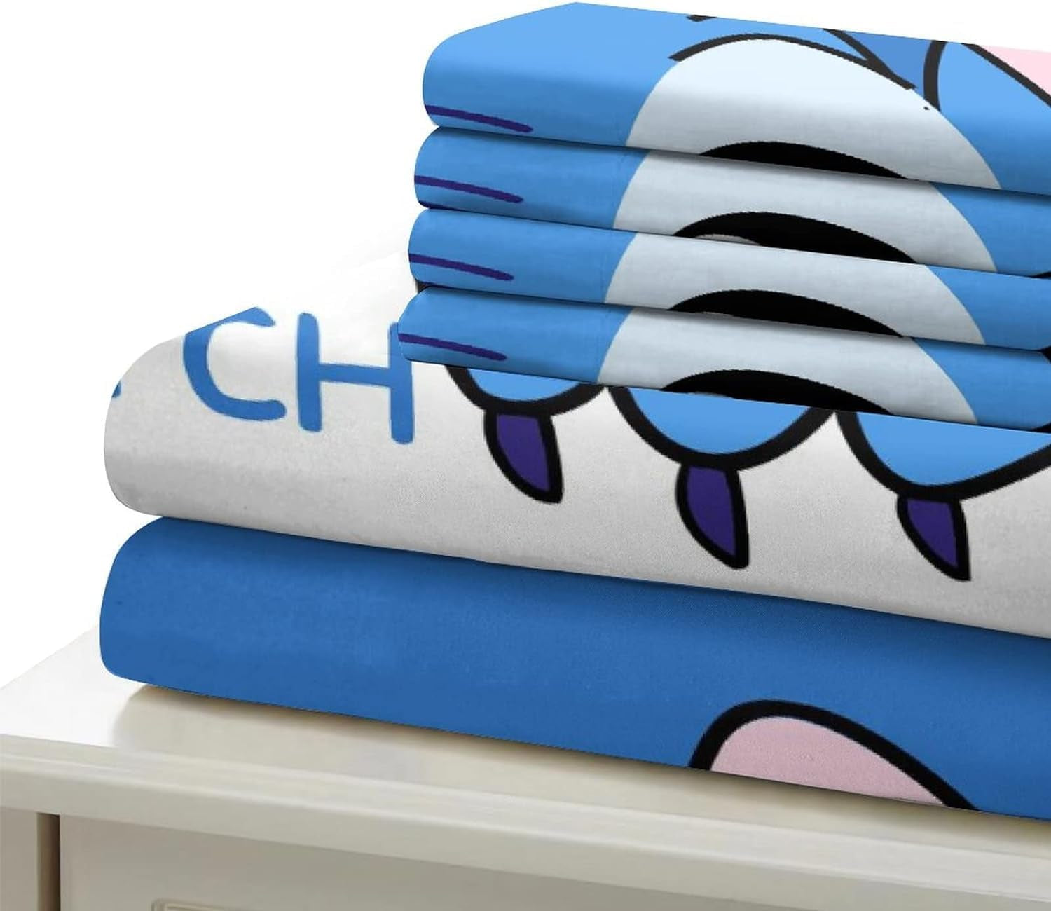 Set de lenjerie de pat din 3 piese, Stitch Lenjerie de pat - copii Naty Shop Albastru Single (90 X 190)