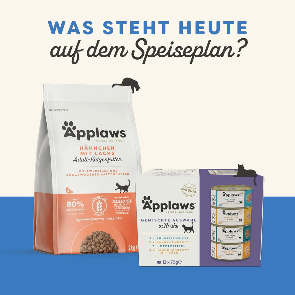 Applaws 100% naturel Premium-Nassfutter for Katzen, Thunfischfilet mit Algen in Brühe - Packung mit 24 x 156g Dosen