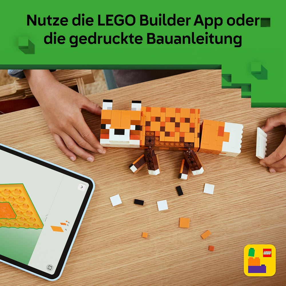 LEGO Minecraft Der Fuchs - Figurine de puzzle 3D avec accessoires - Décoration de jeu pour enfants ou zones de jeu - Jeu de jeu pour les jeunes, les filles et les fans à partir de 10 ans - 21588