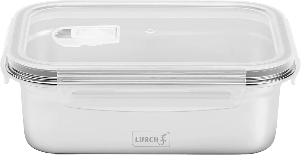 Lurch 240895 Boîte à lunch Boîte de sécurité/stockage en acier inoxydable de haute qualité avec couvercle en plastique sans BPA 2000 ml Boîtes de conservation transparentes Naty Shop 1200 ml