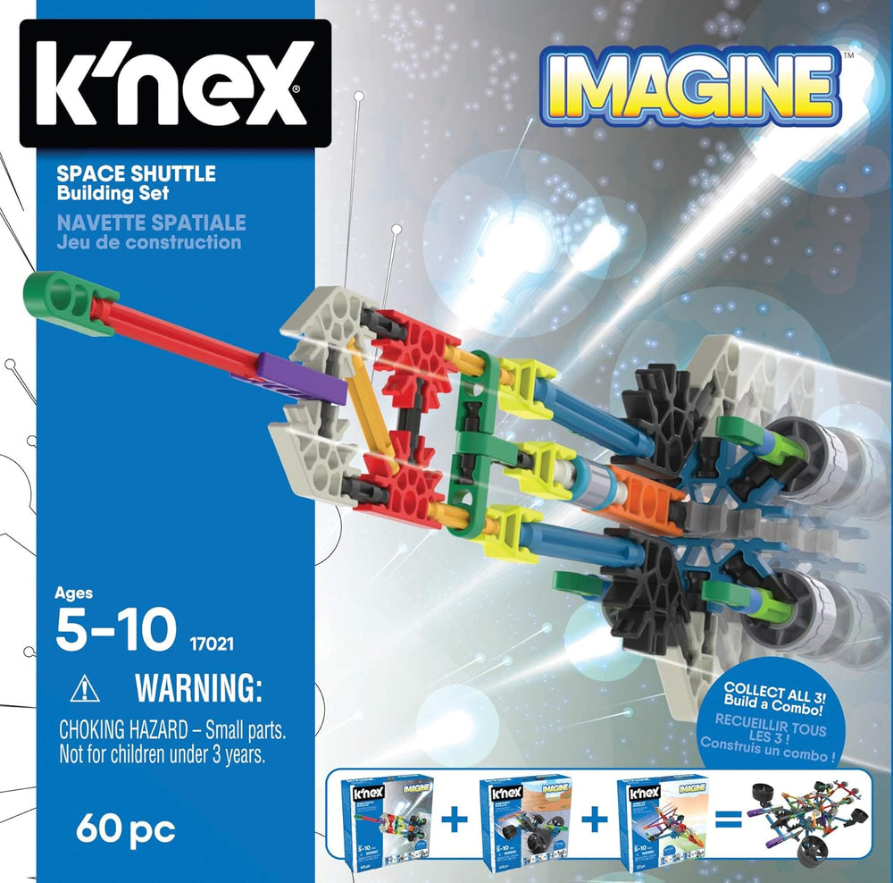 Jouets de jeu K'Nex Phantasie-Space Shuttle, Basic Fun, 17021, 60 pièces, jeux de société pédagogiques pour enfants, conçus pour les jeunes et les filles de 5 à 10 ans