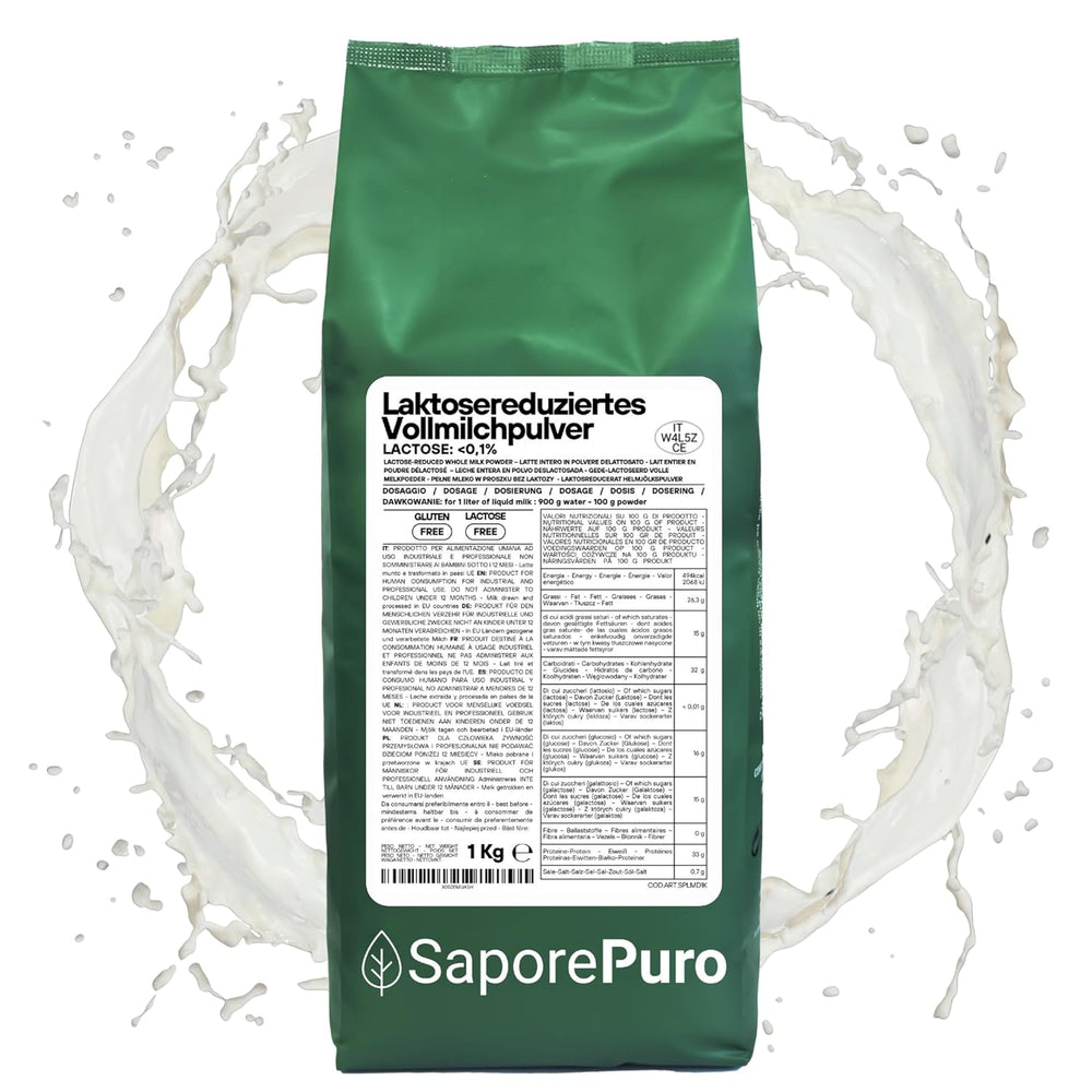 Laktosefreies Vollmilchpulver 1 kg | Haute Löslichkeit | Idéal pour les pâtisseries, le pain et les aliments Usage professionnel et industriel Sans lactose Sans gluten