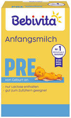 Le lait en poudre PRE (5 x 500 g), dès la naissance, contient uniquement du lactose comme glucide, adapté à l'alimentation complémentaire