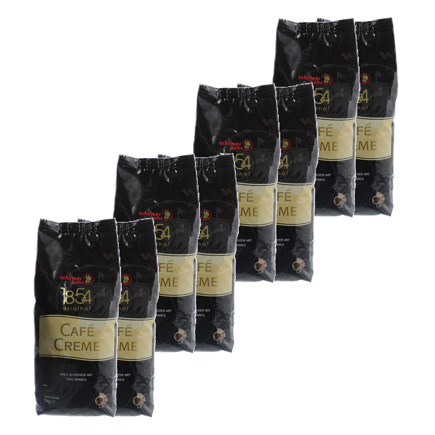 Café Crème Grains de café entiers de style suisse, paquet de 8, 8 x 1000 g