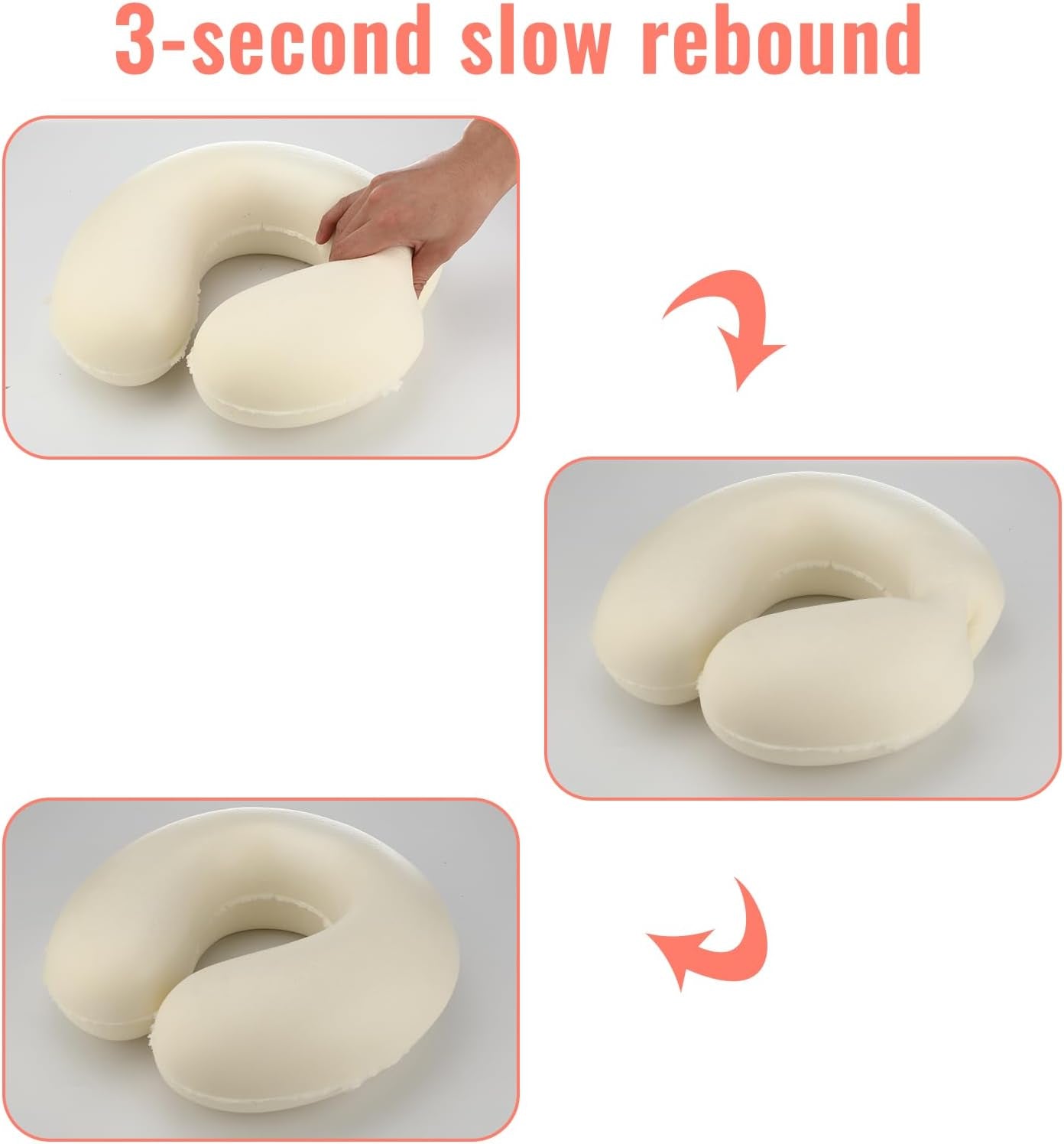 Litimkat Oreiller cervical pour enfants, oreiller de voyage portable, oreiller en mousse à mémoire de forme en forme de U, voyage, avion, voiture, train, bureau, maison, motif animal mignon, housse de coussin détachable (rose) Oreillers orthopédiques cervicaux Naty Shop