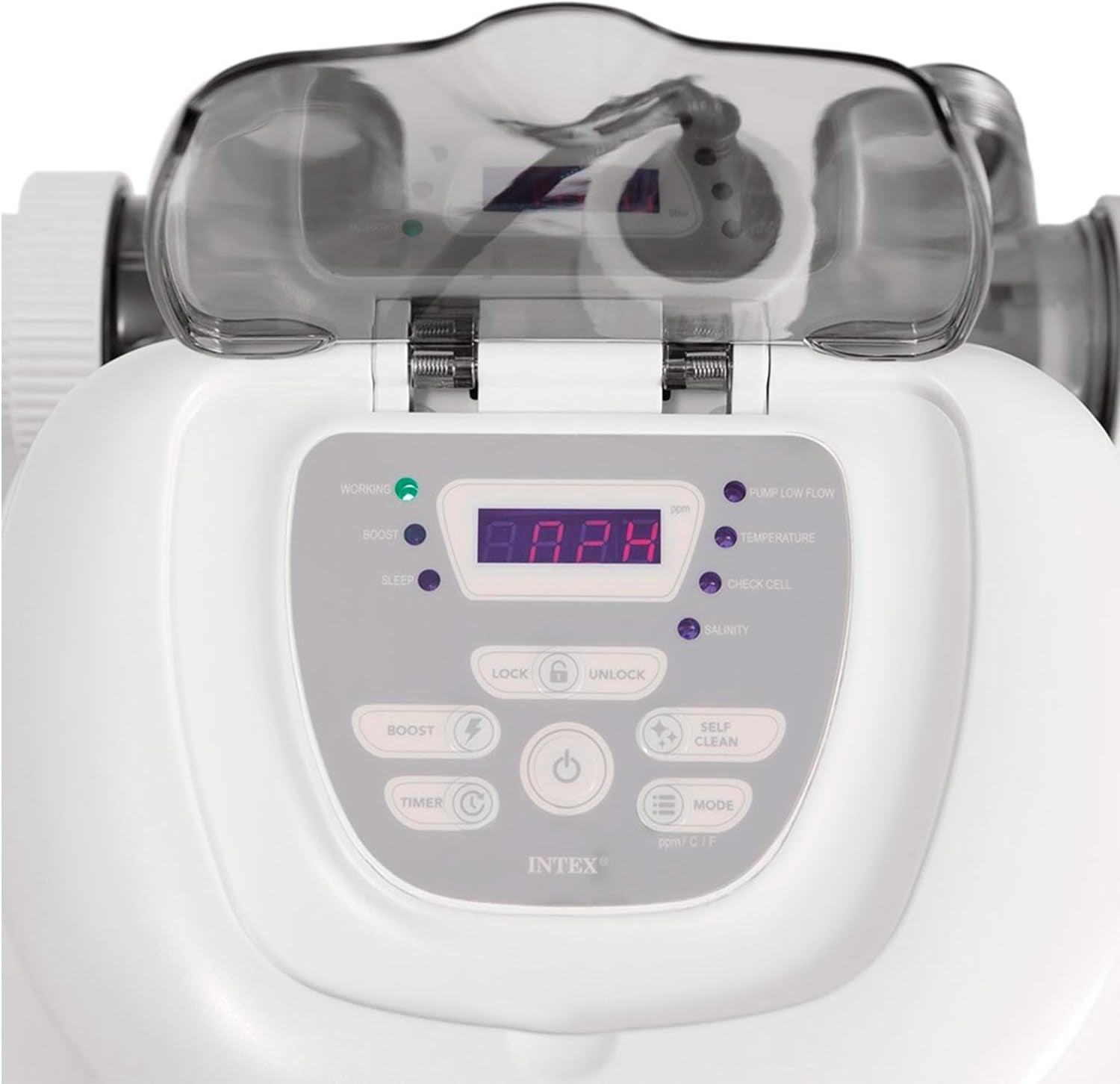 Intex 26670 Krystal Clear Système de filtration d'eau salée pour pompe de filtration 2650-12112 L/h pour petites piscines jusqu'à 56800 L Plastique Blanc