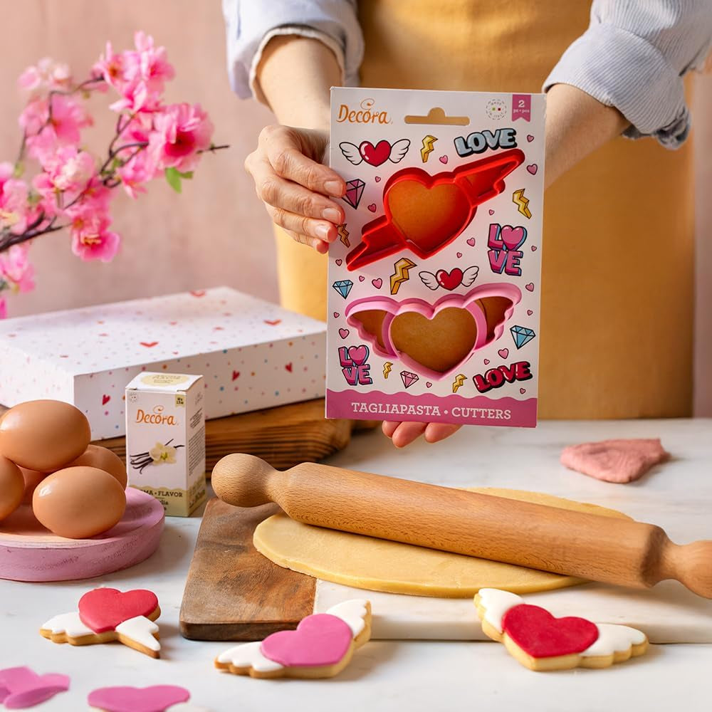 0255063 Boîtes à biscuits en plastique Love, 2 pcs, assorties