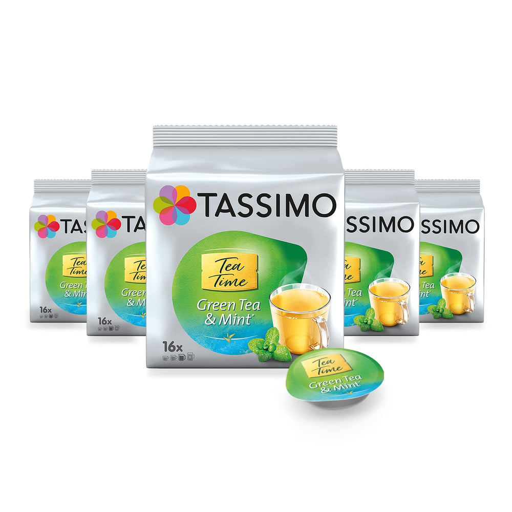 Tassimo Kapseln Tea Time Grüner Tee mit Minze, 5 x 16 Pads, 80 Teekapsels