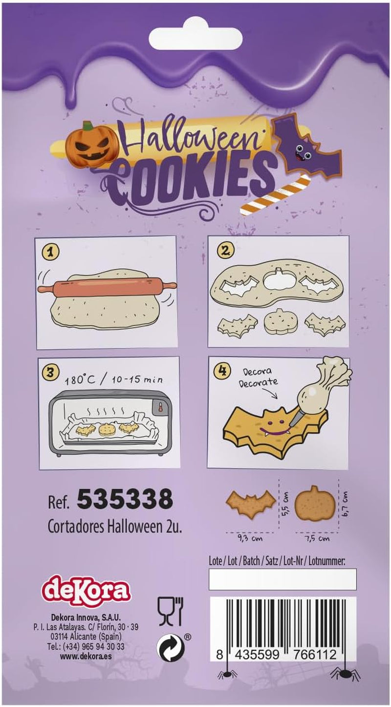 dekora - Set d'emporte-pièces Halloween pour enfants - 2 emporte-pièces en métal : Citrouille et Lilas - Emporte-pièces et emporte-pièces - Idéal pour décorer des citrouilles et des bonbons d'Halloween entre 6 et 9 cm