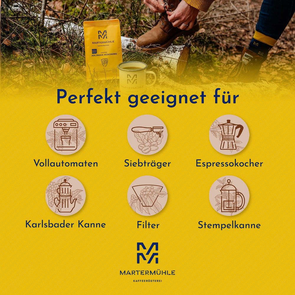 Martermühle coffret d'échantillons de café en grains 3x250g force légère/moyenne I Arabica I Grains de café entiers légèrement torréfiés, faible acidité (39/46/529)