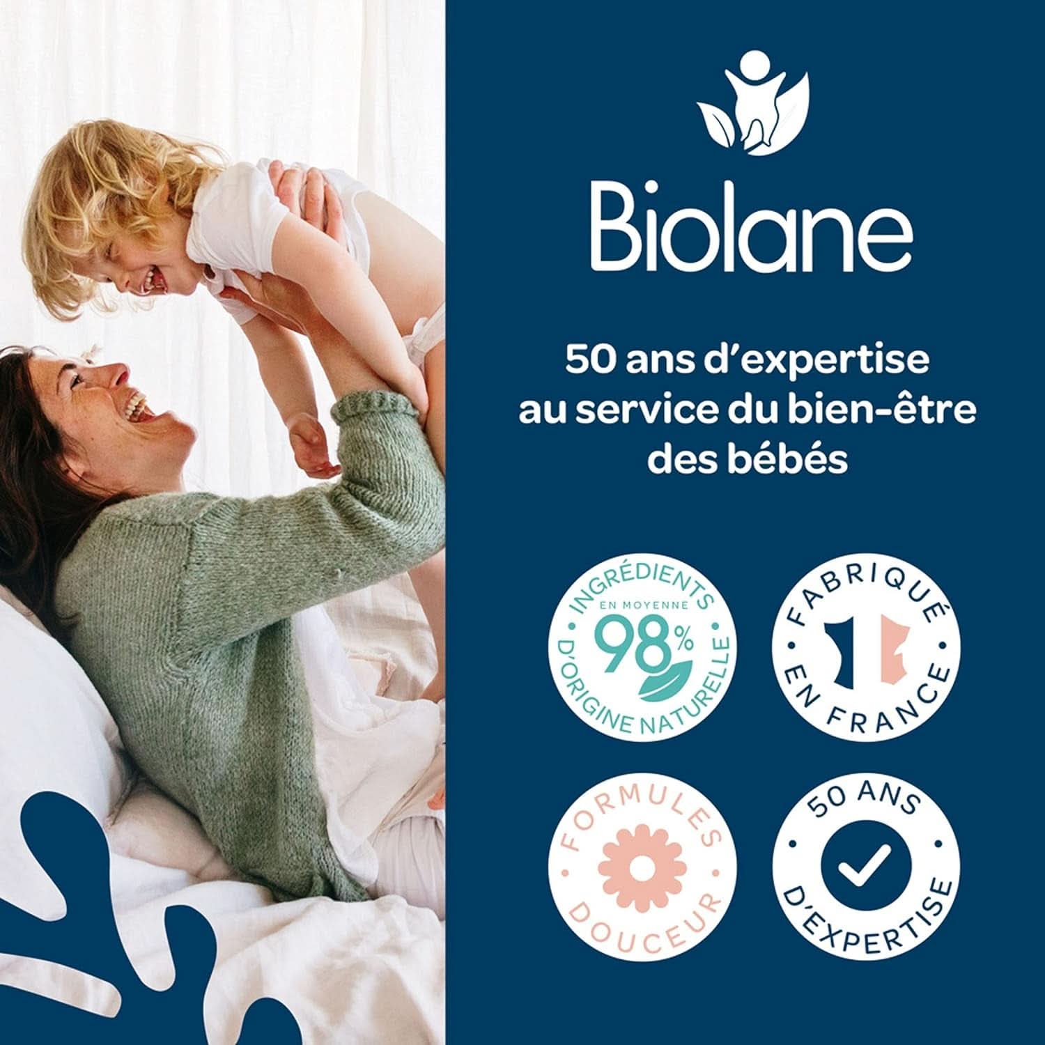 BIOLANE - Lingettes bébé visage et mains - Hypoallergéniques - Pour peaux sensibles Lingettes humides bébé Naty Shop
