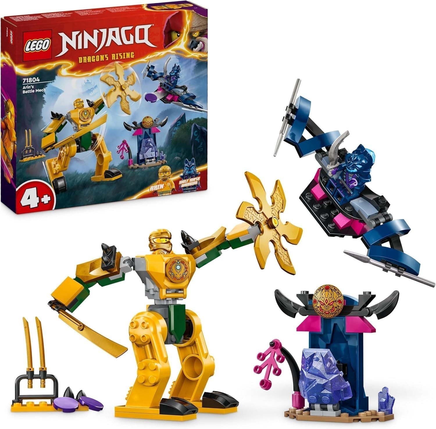 LEGO NINJAGO Le Battle Mech d'Arin, jouet Ninja pour les enfants à partir de 4 ans Avec figurines Incl. Aulne avec mini katana, figurines et robots, petit cadeau pour garçons et filles 71804 Jeux de construction Besuche den LEGO-Store Single
