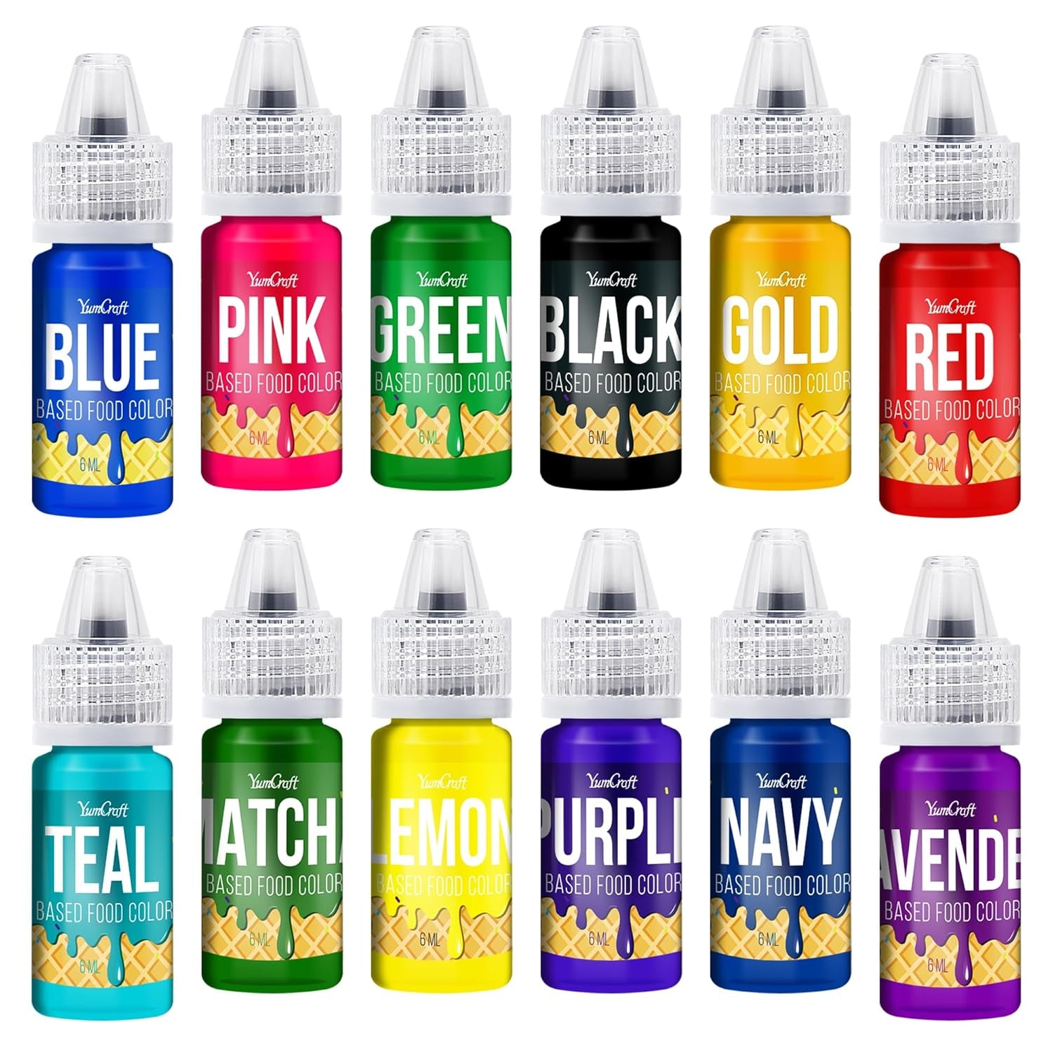 Colorant alimentaire liposoluble - 12 couleurs colorant alimentaire à base d'huile pour chocolat, crème au beurre, bonbons, glaçage - colorant alimentaire concentré à base d'huile pour la pâtisserie, la cuisine, le fondant - 6 ml chacun