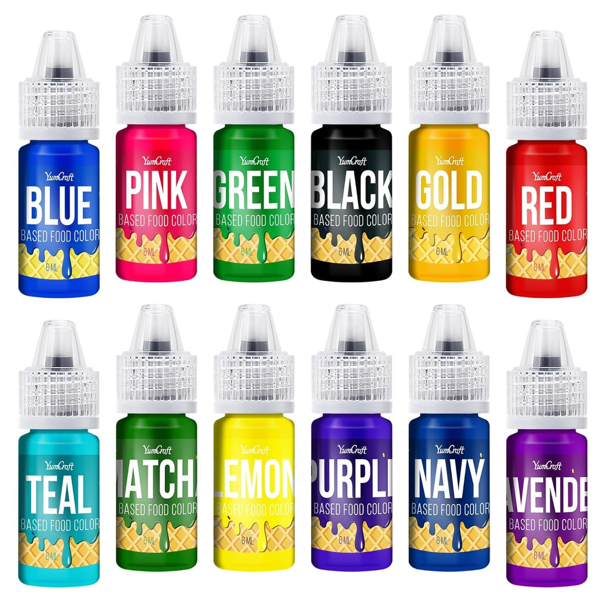 Colorant alimentaire liposoluble - 12 couleurs colorant alimentaire à base d'huile pour chocolat, crème au beurre, bonbons, glaçage - colorant alimentaire concentré à base d'huile pour la pâtisserie, la cuisine, le fondant - 6 ml chacun
