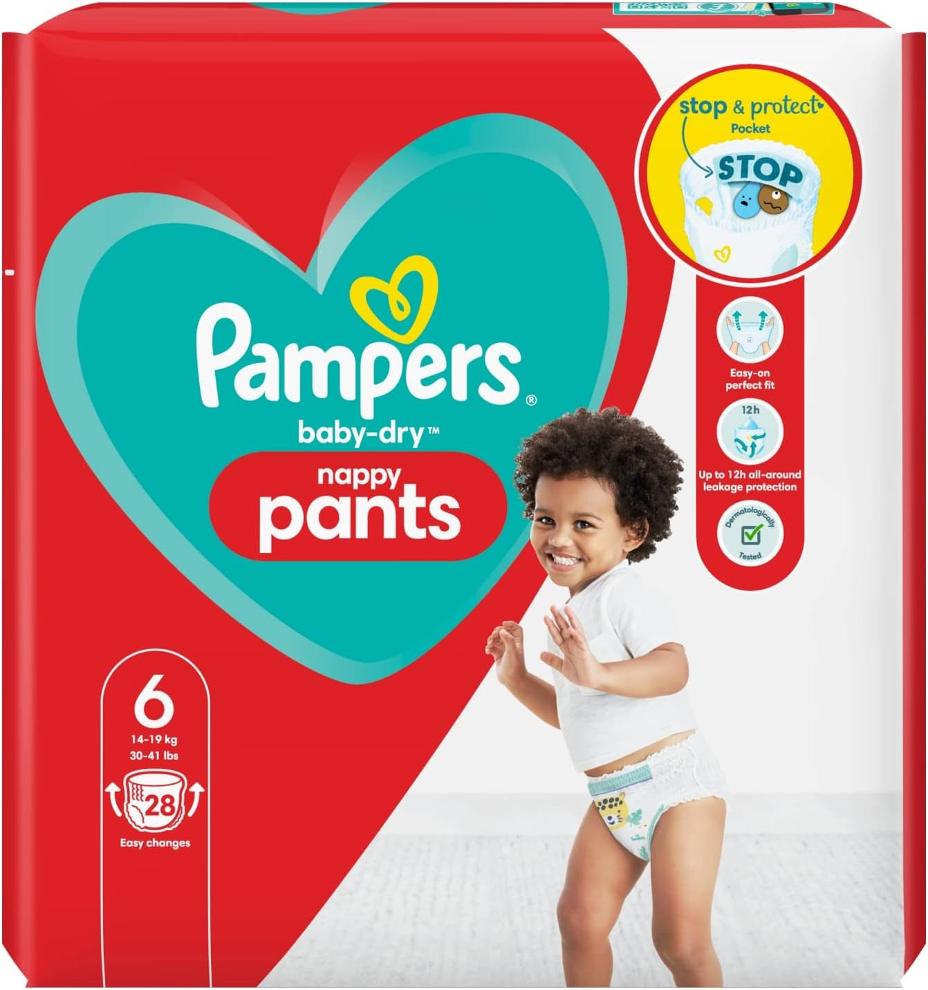 Couches Pampers Baby-Dry, taille 8, 43 couches, à partir de 19 kg, pack Jumbo+