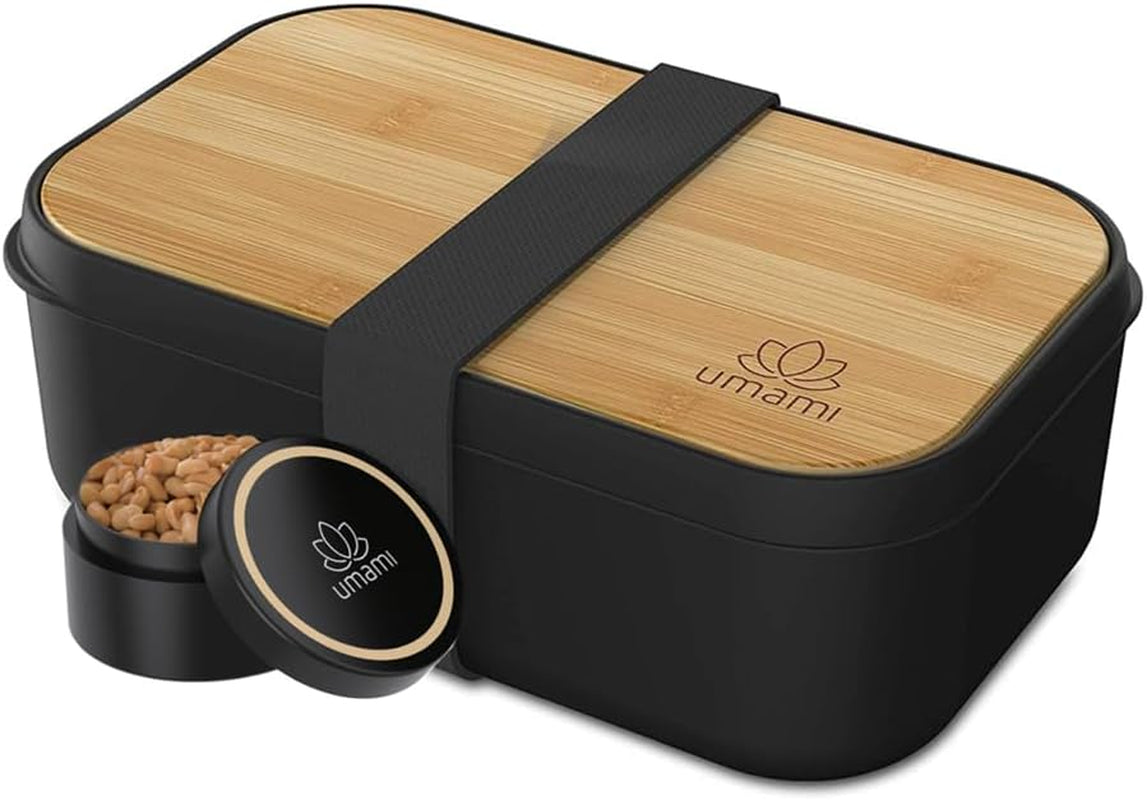 Umami Boîte à déjeuner pour adultes, boîte à bento empilable étanche avec 4 couverts et compartiments, boîte à déjeuner adulte, récipient à salade à emporter, boîte à déjeuner pique-nique/bureau, gris anthracite, 1500 ml
