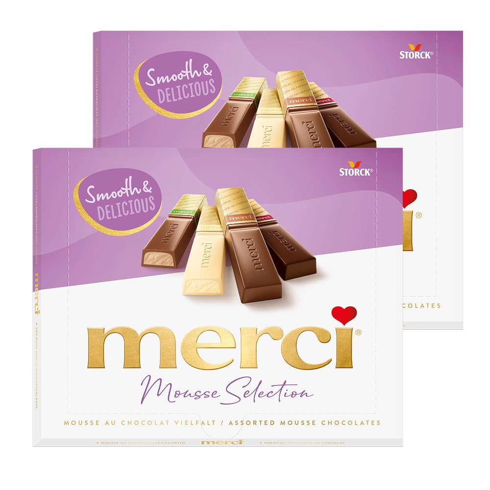 merci Variété Mousse au Chocolat Finest Selection – 1 x 210 g – Spécialités Mousse au Chocolat Exquise – Pralinés fourrés et non fourrés