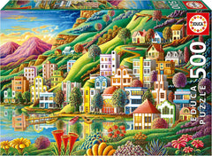 Educa - Puzzle 500 pièces pour adultes | Village coloré au bord du lac Puzzle 500 pièces pour adultes et enfants à partir de 11 ans, puzzle paysage, illustration (19552) Puzzle Naty Shop Titre par défaut