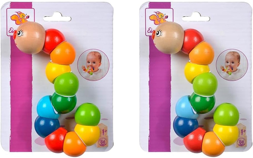 Eichhorn 100003440 Jucărie de prins omidă din lemn, jucărie din lemn, motiv: hoț, lungime: 18,5 cm, jucărie pentru abilități motorii, jucărie pentru copii potrivită de la 1 an (pachet de 2) Jucarii Bebe Naty Shop Titlu implicit