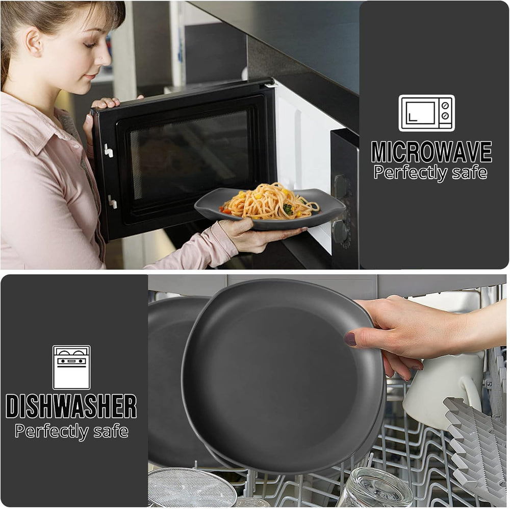 Ensemble de vaisselle en PP | Service de table léger et indestructible de 16 pièces pour enfants et adultes, 4 assiettes, 4 assiettes à dessert, 4 bols, 4 tasses, ensemble combiné pour 4 personnes