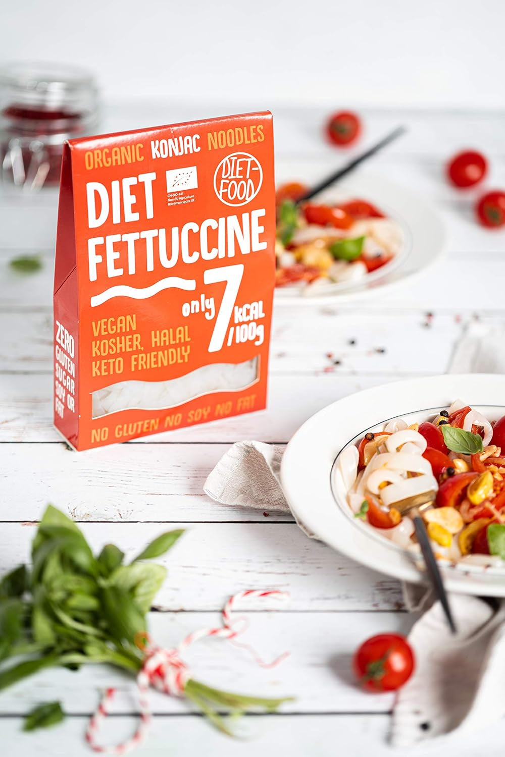 Fettuccine Konjac Noodles Bio Shirataki Diet-Food - 300g, faible en glucides, sans sucre, céto, végétalien, faible en calories, sans gluten et sans œufs, à base de farine de Konjac