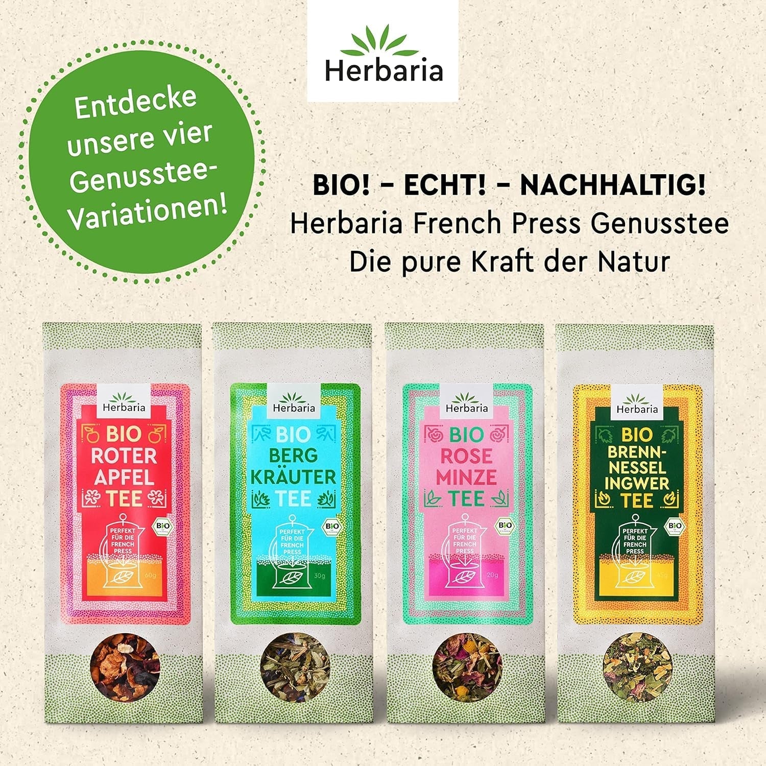 Amestec de ceai Herbaria trandafir-mentă bio 20 g - ceai din plante 100% bio - gust natural seducător și floral & numai ingrediente naturale - produs climatic neutru & ambalaj fără plastic
