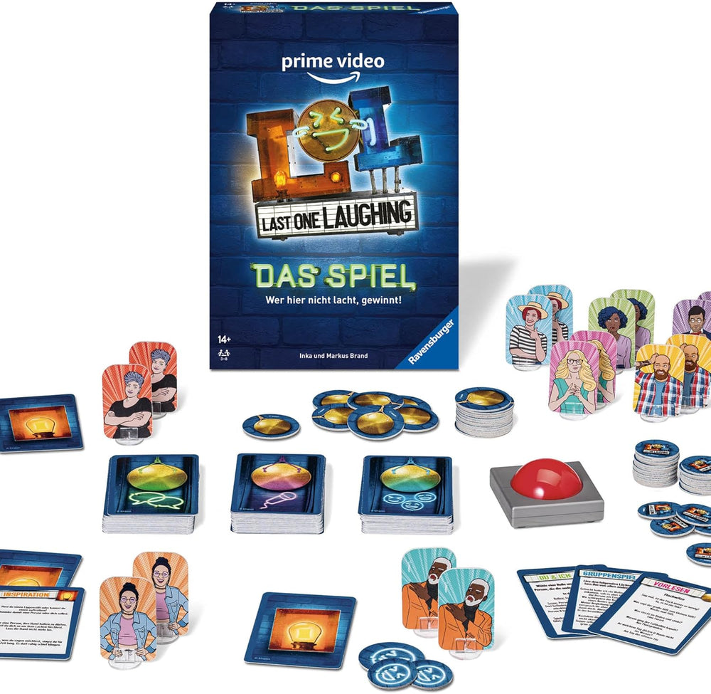 Ravensburger 27524 - Last One Laughing - Le jeu de société basé sur la série, jeu LOL pour 3 à 8 joueurs âgés de 14 ans et plus, plus de 350 tâches pour le défi "Don't Laugh", le jeu de cartes amusant basé sur les saisons 1, 2, 3 et 4 de LOL